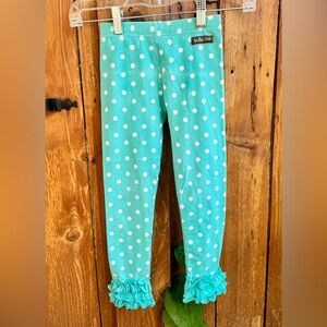 Matilda Jane Dance With Me Leggings Turquoise Polka Dot & Ruffle Size 6